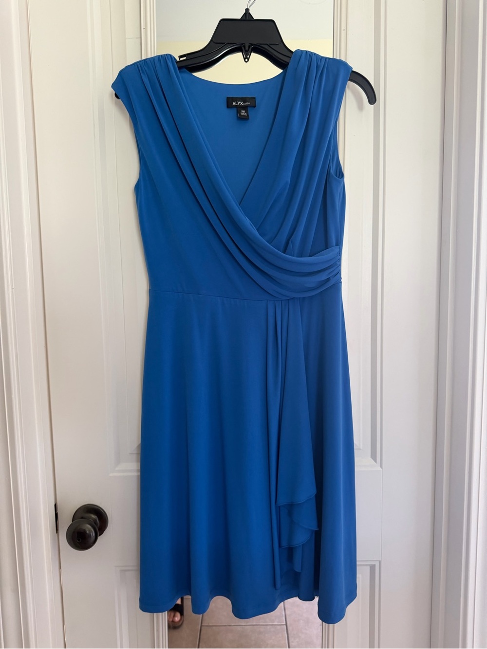 ALYX Cobalt Blue Sleeveless Draped V-Neck Dress